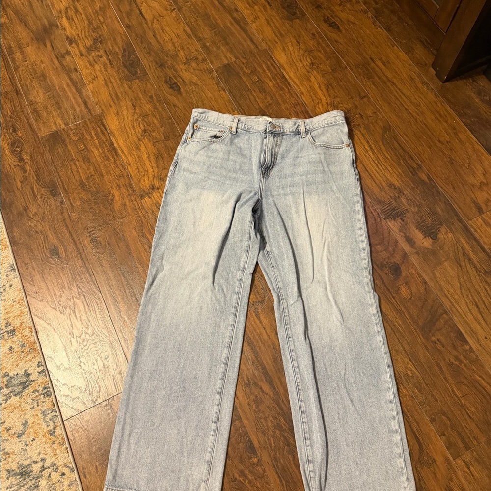 pistola Light Blue Denim Jeans with Gold Stitching